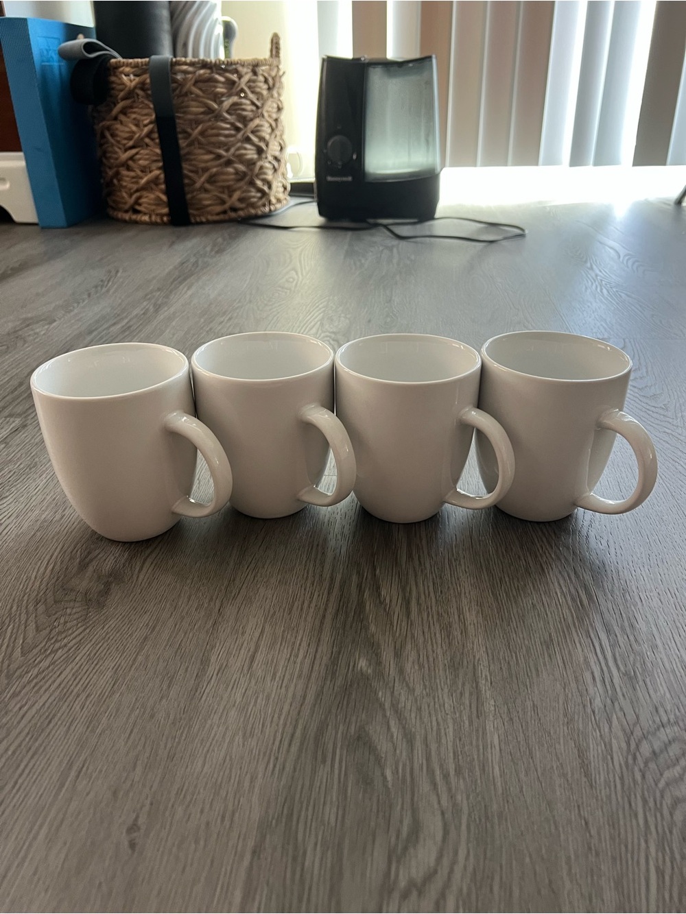 Classic White Ceramic Mugs - 4-Pack